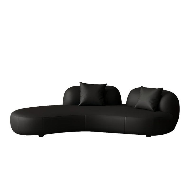 Black solid wood sofa, 27.56" H x 94.49" W x 37.4" D