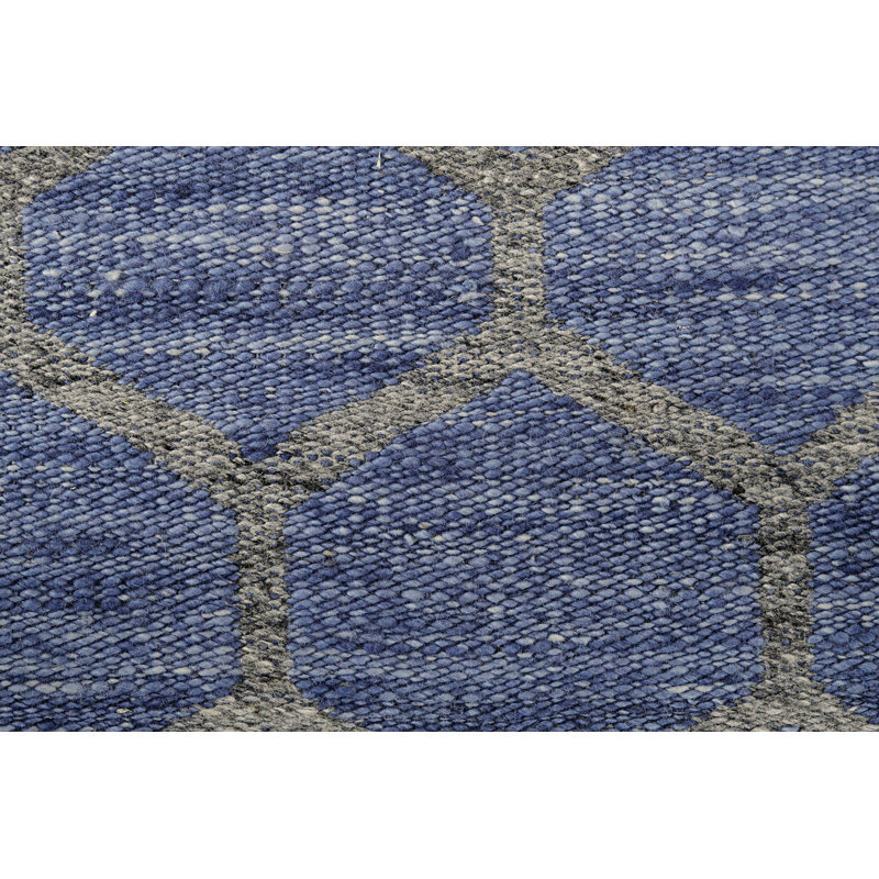 Tapis bleu en laine Hallock, Rectangle 9 pi x 12 pi