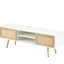 Table télé 54,91 "avec portes coulissantes doubles, tablette réglable, pieds en bois massif, blanc, pour utilisation dans l'armoire de décoration de salon, 54,91", pieds-160098257
