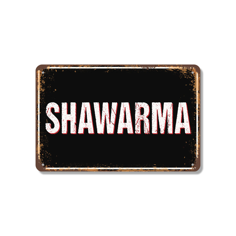 Enseigne fantaisie en aluminium 18 po x 24 po Shawarma Street, H 18 po x l 24 po x P 0,1 po
