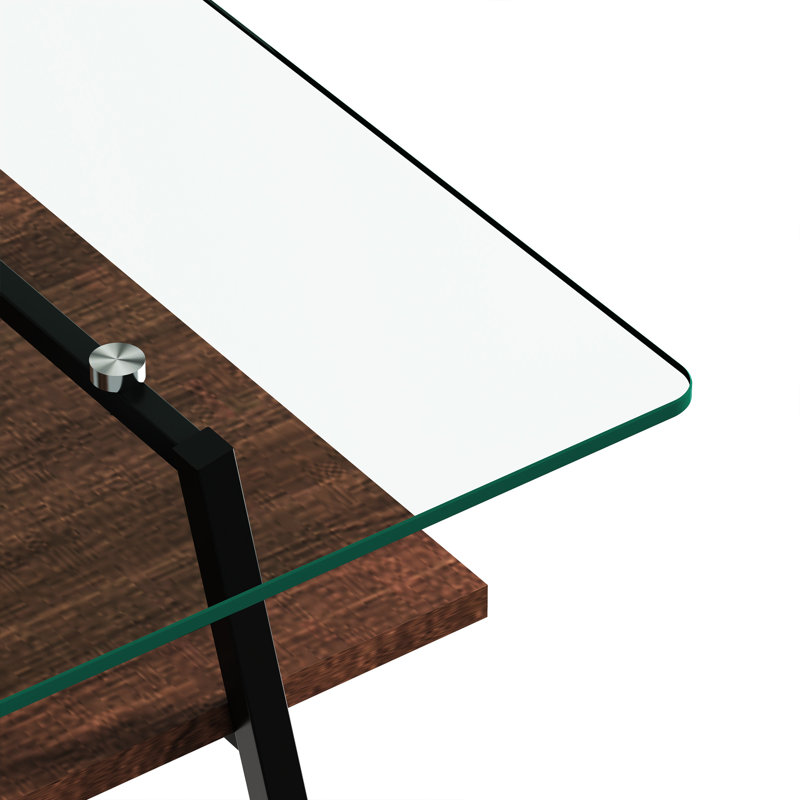 Table en verre trempé pour le salon avec pieds en métal élégants et surface lisse moderne avec plateau de table transparent