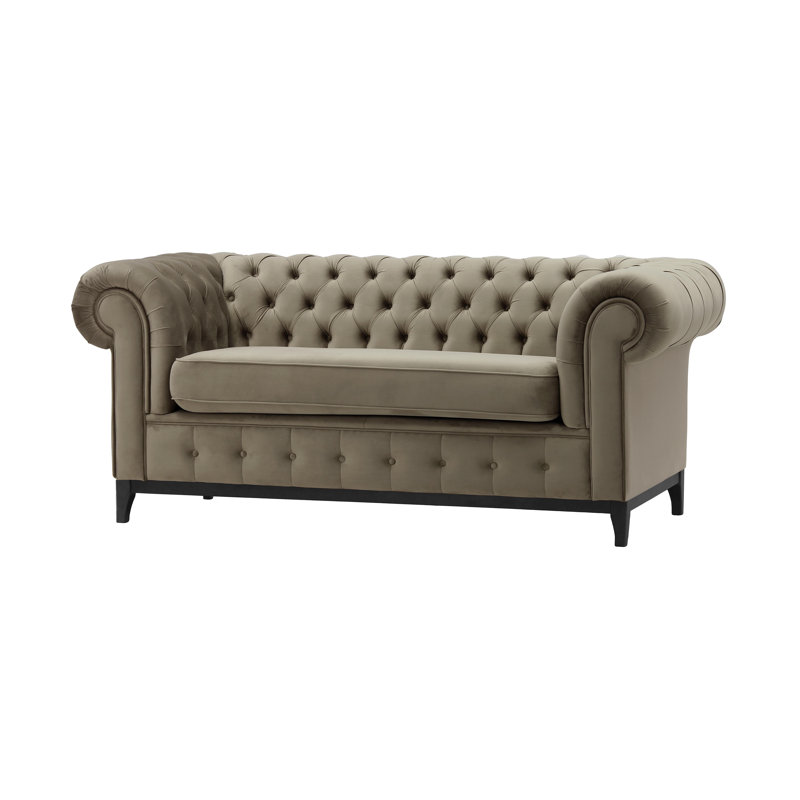 Fryar Velvet Sofa, 2, Grey, Black
