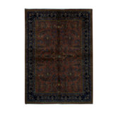 Hand-Knotted High-Quality Navy and Brown Area Rug