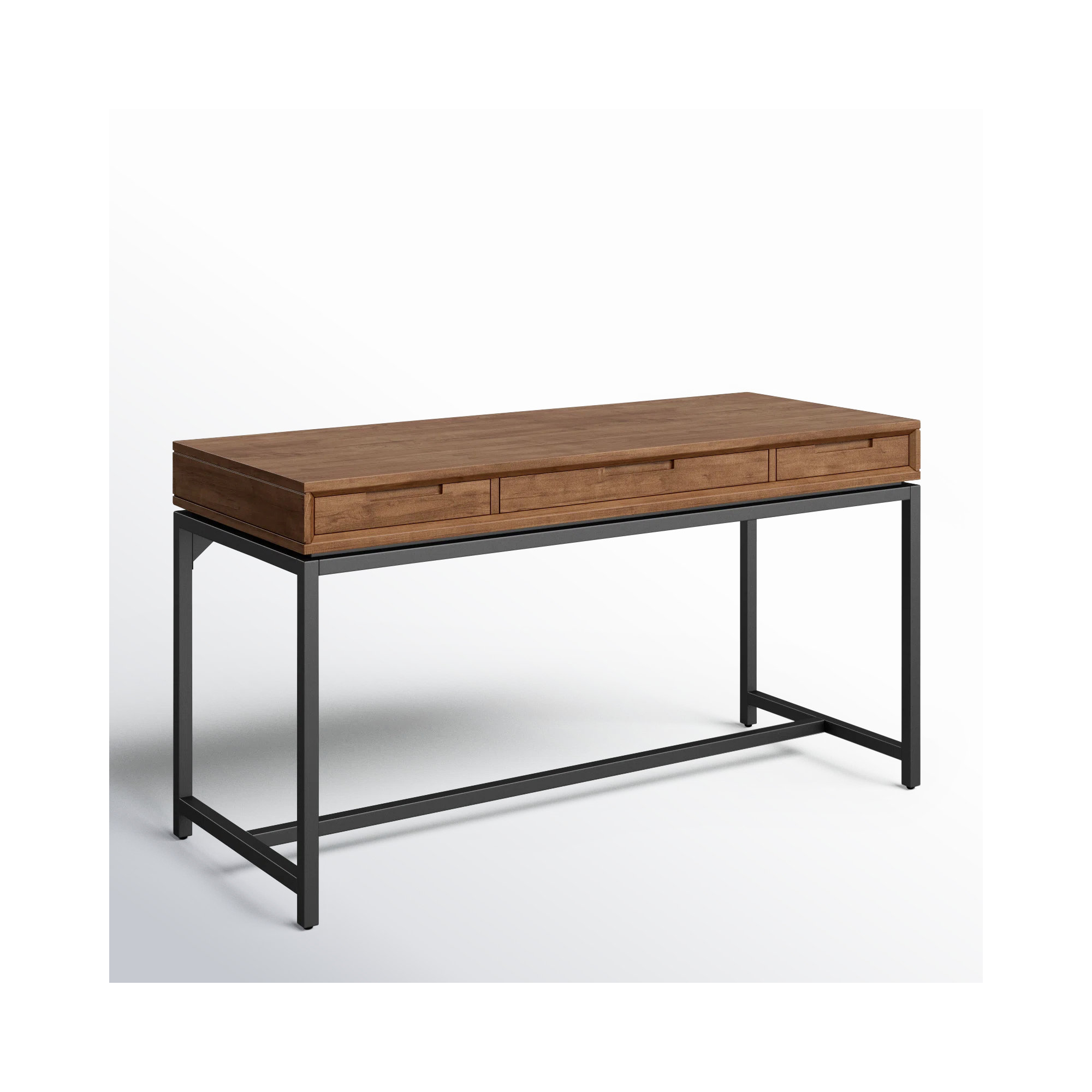 Lars Mid Century Desk, 31.50" H x 72" W x 24" D, Saddle Brown/Black