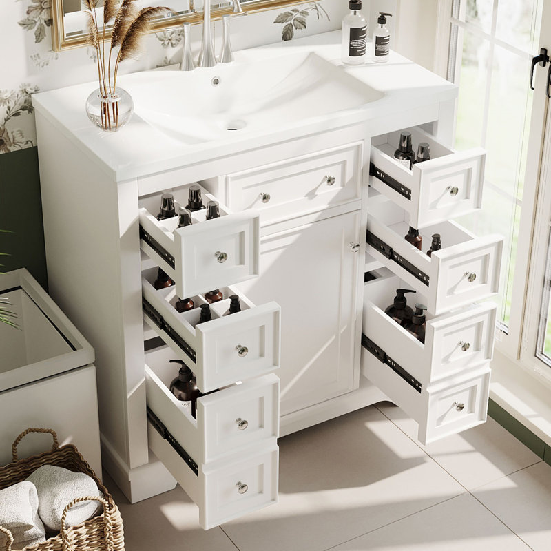 Kereb 36'' Single Bathroom Vanity with Ceramic Top