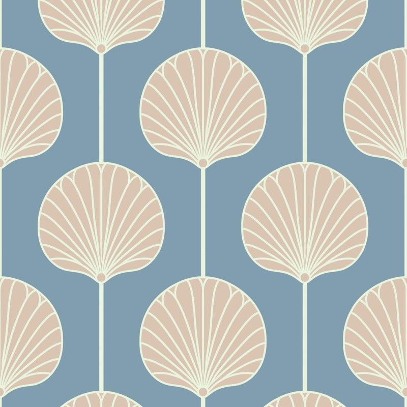 Deco Lily Large - Coastal Blue Wallpaper