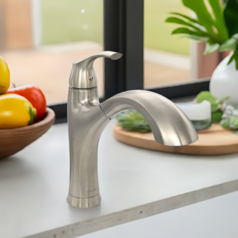 Lulani Maldives Pull Out Single Handle Kitchen Faucet, Brushed Nickel