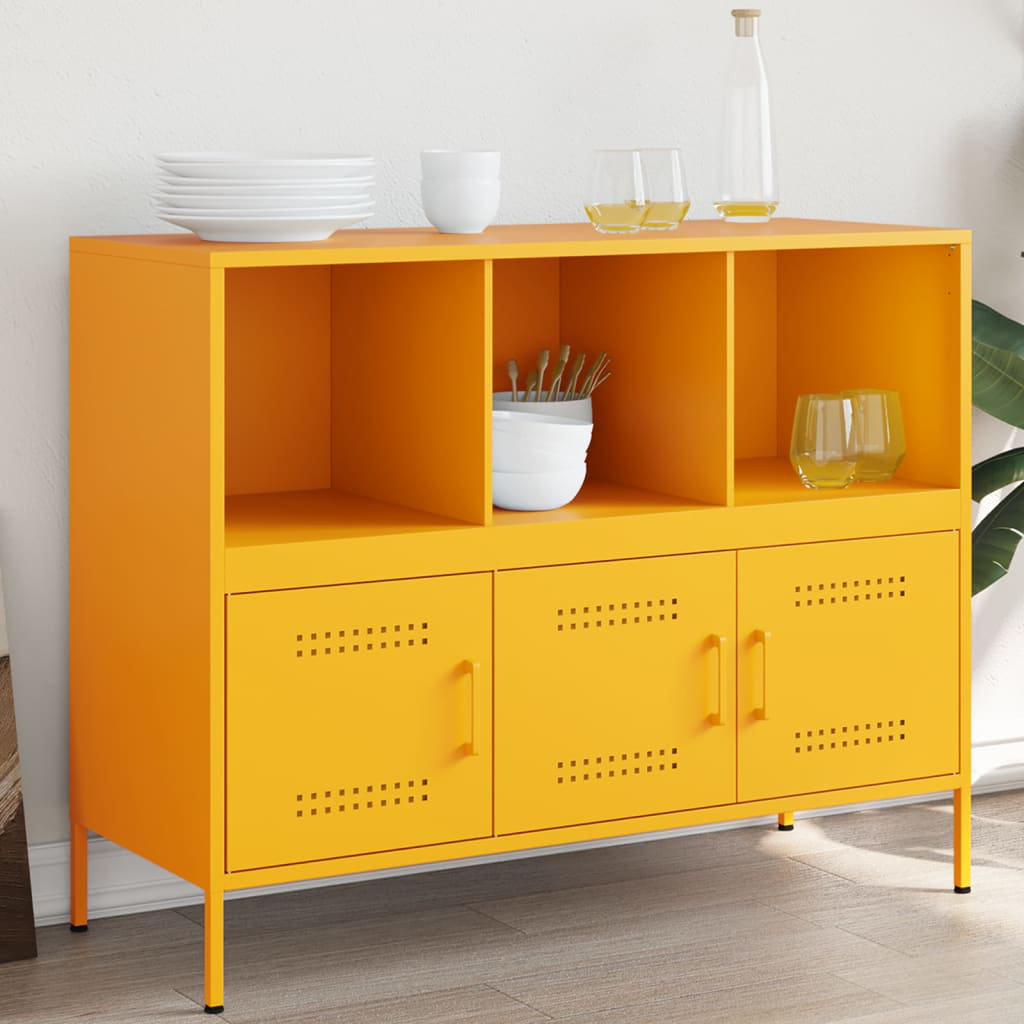 Vidaxl Sideboard Senfgelb 100,5X39x79 Cm Kaltgewalzter Stahl