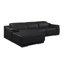 Canapé modulaire 3 pièces en forme de L noir en cuir véritable avec 2 fauteuils inclinables et appuis-tête réglables noirs