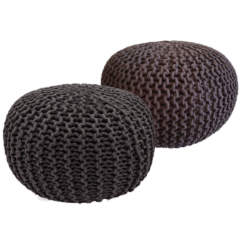 Iyana 55cm Wide Pouffe Ottoman, Black/Brown