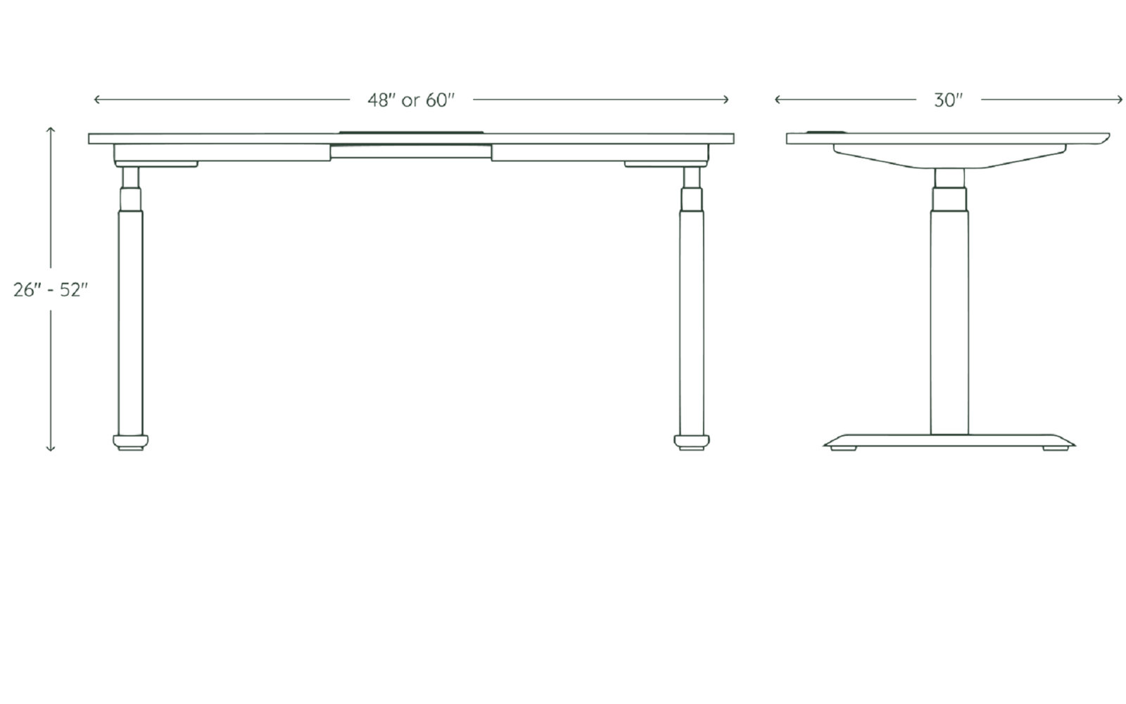 Standing Desk, White, 52" H x 48" W x 30" D, White