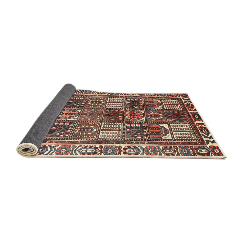 Tapis beige/brun/bleu traditionnel Rukunayake, Rond 4 pi