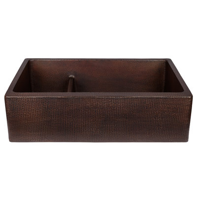 Évier de cuisine à double cuve 33 "à cuve martelée 33" avec cloison 5 "