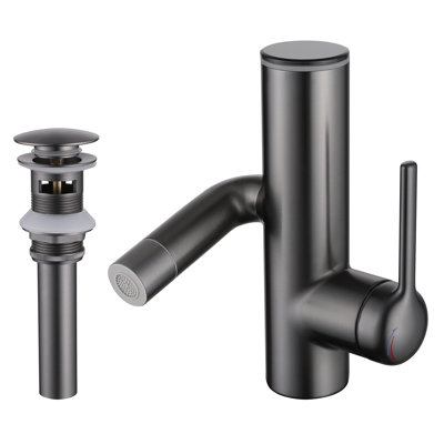 Single-Hole Single-Handle Bathroom Faucet With Drain Assembly