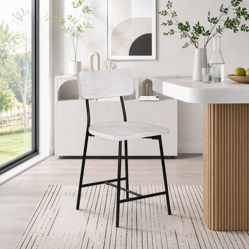 Tabouret de comptoir moderne en bois et métal avec siège en forme de selle