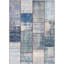 Tapis bleu / beige en laine noué à la main Patchwork 5 pi 8 po x 7 pi 10 po