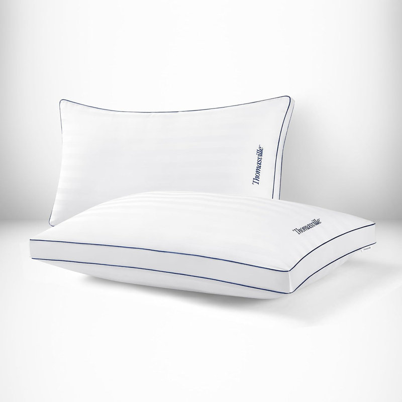 Ensemble de 2 coussins en coton de style Thomas à densité de tissage 400 fils Adamstown, Standard