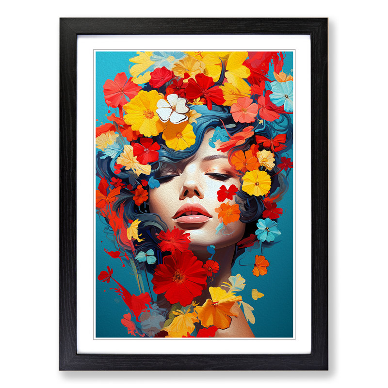Floral Art Pop Art - Framed Print, Black Framed, 46cm H x 34cm W