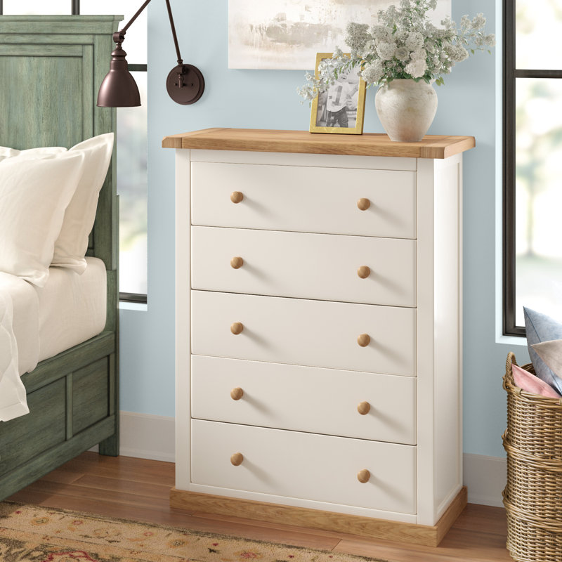 Indie 90cm W 5 - Drawer Chest of Drawers, White