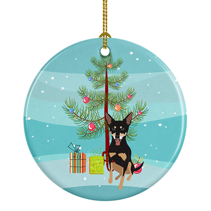 Ornement de Noël en céramique Chihuahua, Chihuahua tricolore # 1