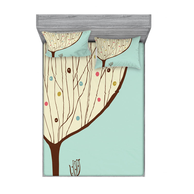 Ensemble de draps en forme d'arbre dessinés à la main, Taie d'oreiller taille double