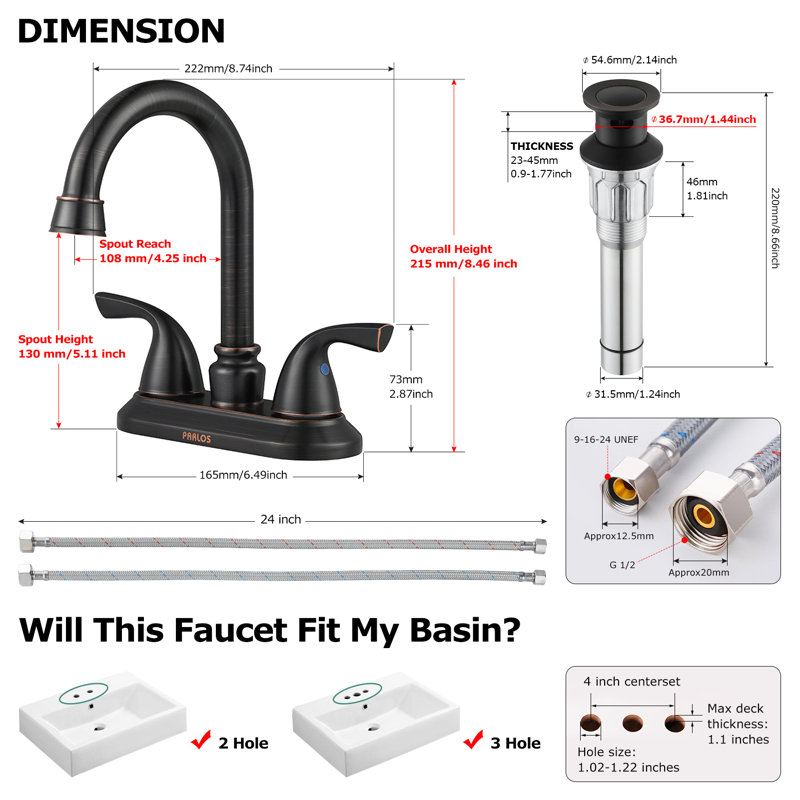 Centerset 2-handle Bathroom Faucet with Drain Assembly, Oil Rubbed Bronze