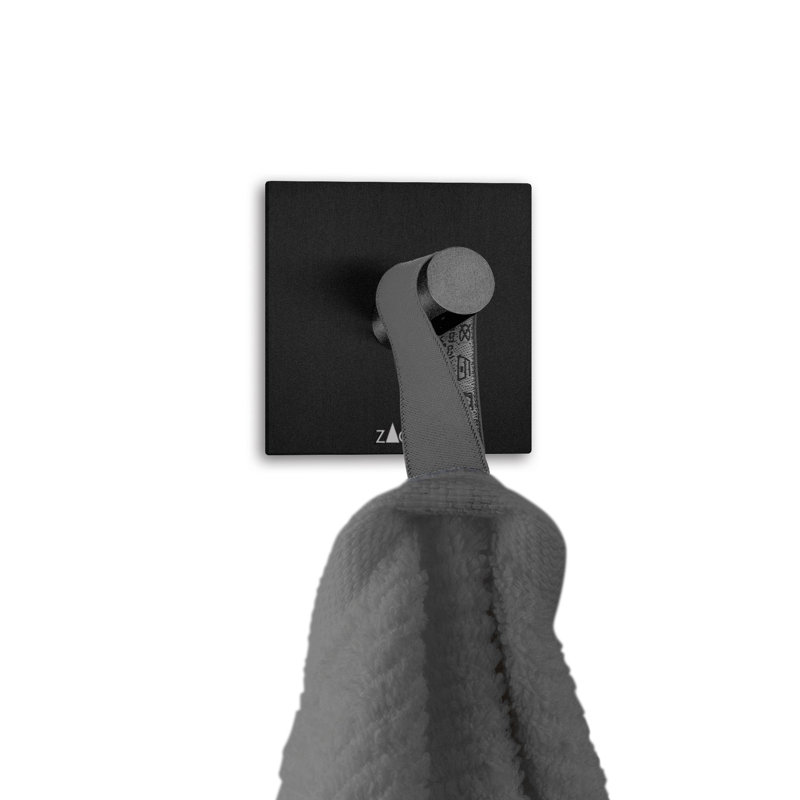 Crochet à serviette carré Zack Peco , Noir mat