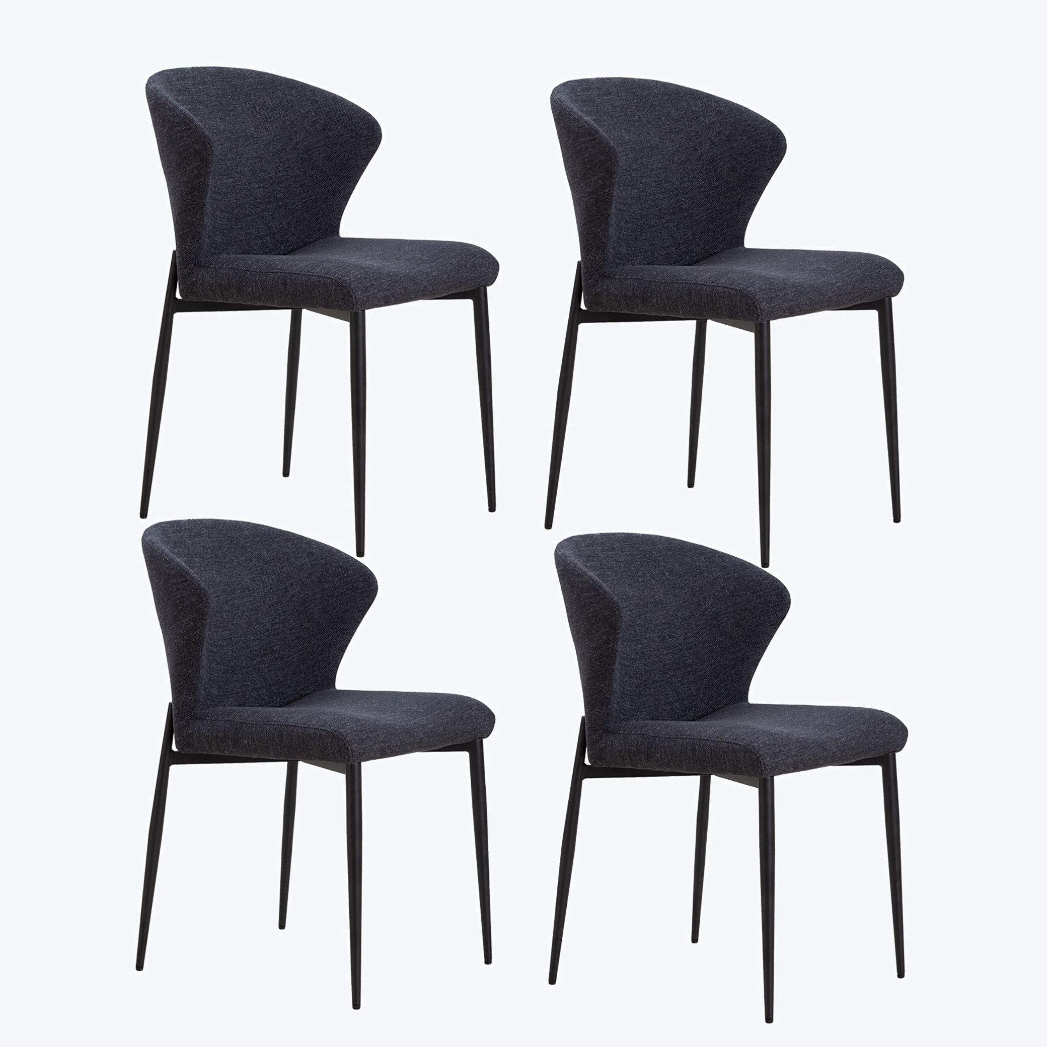 Lot De 2 Chaises Scandinaves Rembourrées Similicuir Noir - Pieds Métal Pour Cuisine Et Salle à Manger CangLong