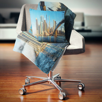 New York City with Brooklyn Bridge Cityscape Rectangular Pillow Cover & Insert