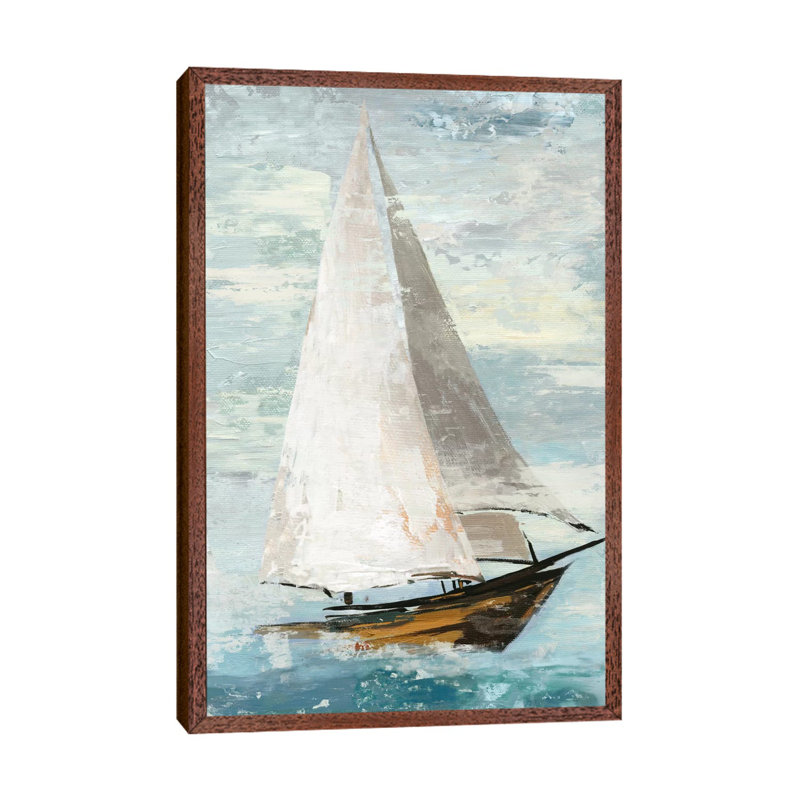Quiet Boats II by Allison Pearce - Painting on Canvas, Classic Brown Wood Framed Canvas, 101.6 cm H x 66.04 cm W