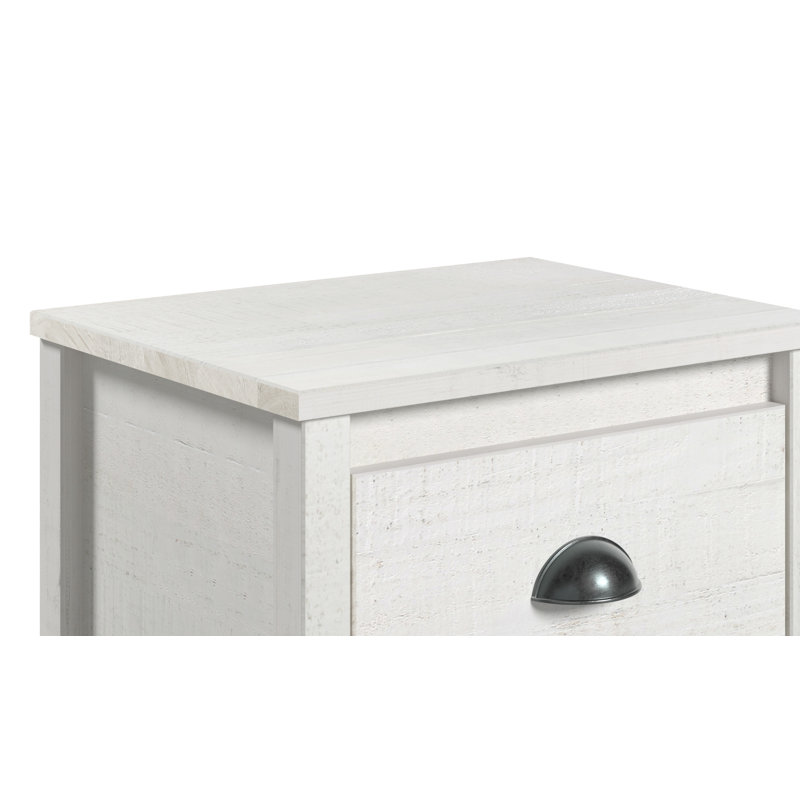 Table de chevet 2 tiroirs Arranda, Blanc côtier