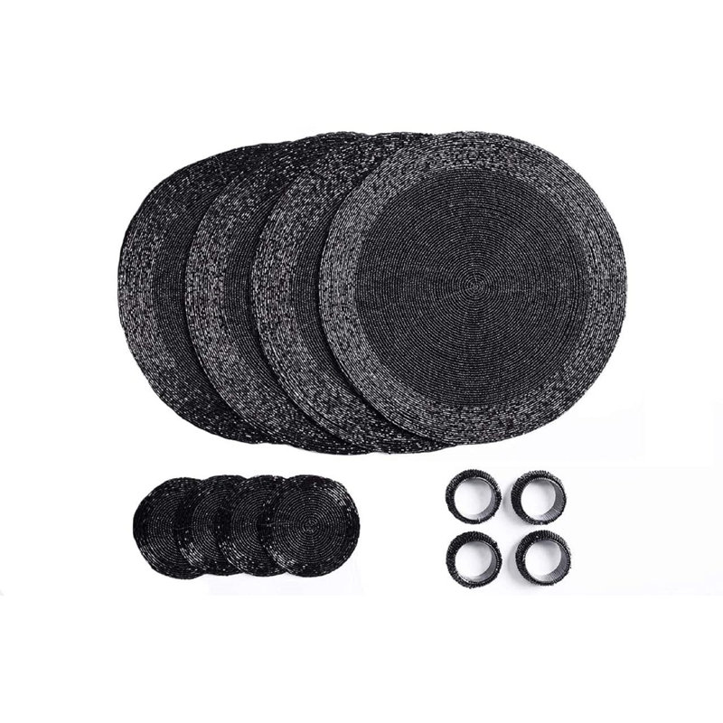 Dex Glass No Pattern Round Placemat, Black