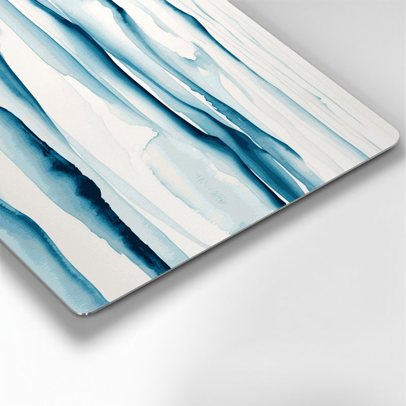 Art mural horizontal à rayures horizontales bleu pâle, blanc et vert, H 11 po x l 14 po
