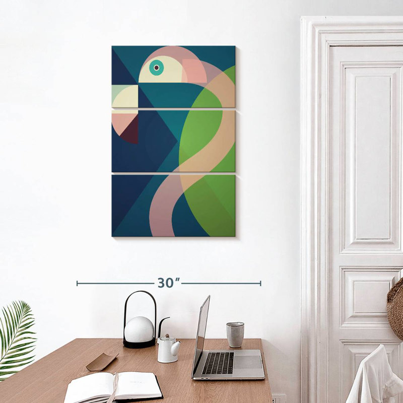 Ashelle flamant rose Mid-Century abstrait géométrique, H 32 po x l 20 po