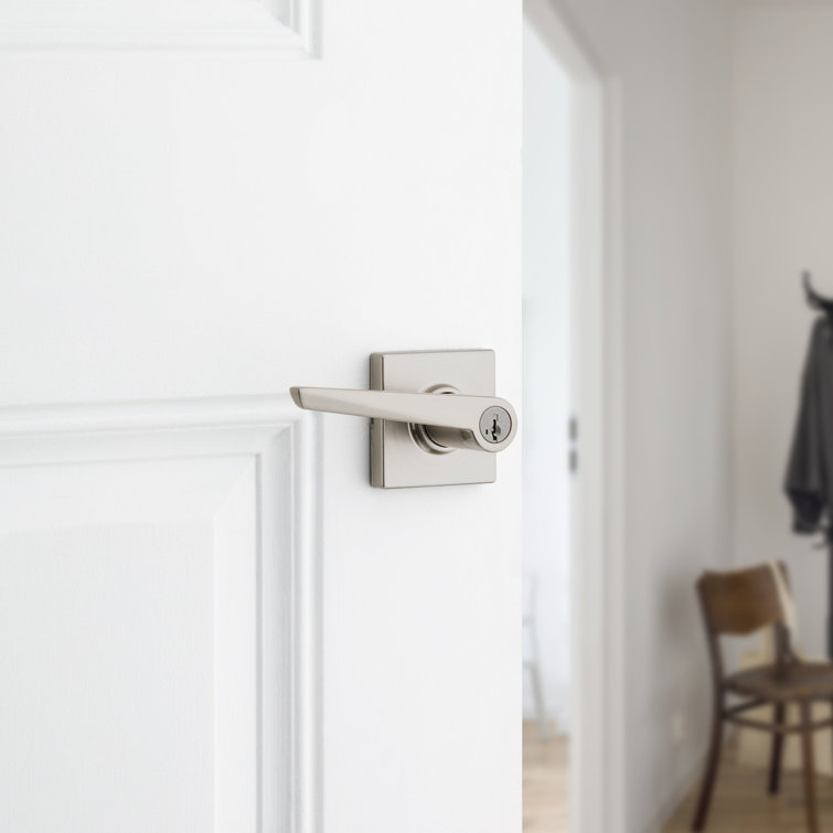 Weiser Tristan Square Rose Keyed Entry Levers - Satin Nickel