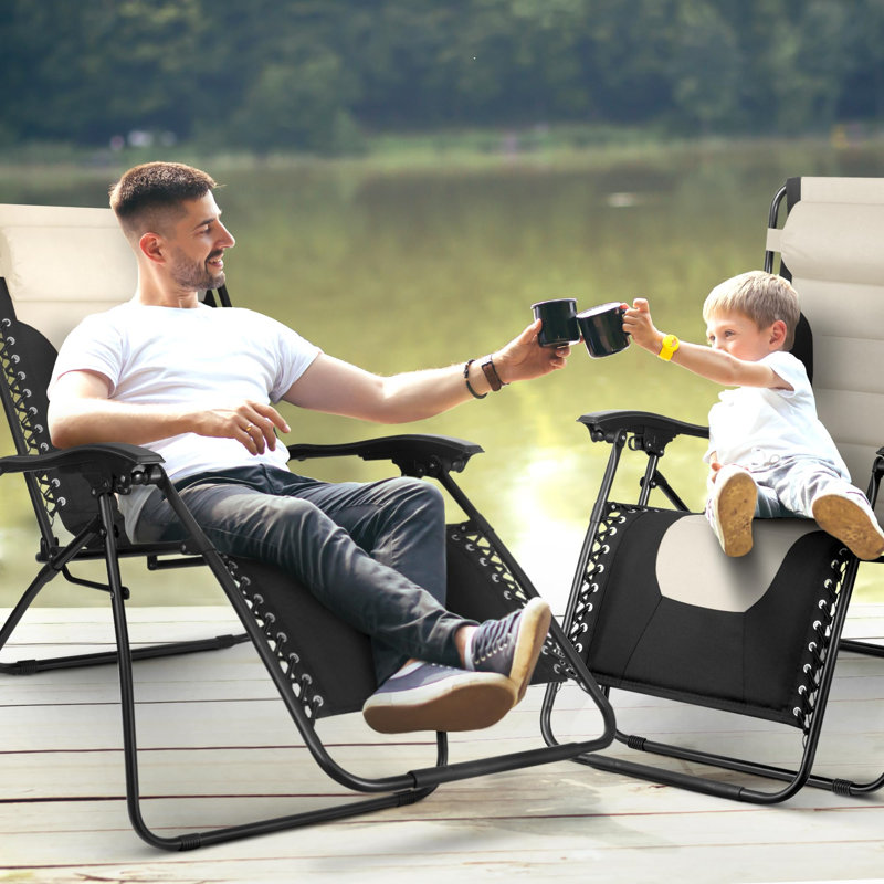 Burget 75cm Long Reclining Zero Gravity, Beige/Black