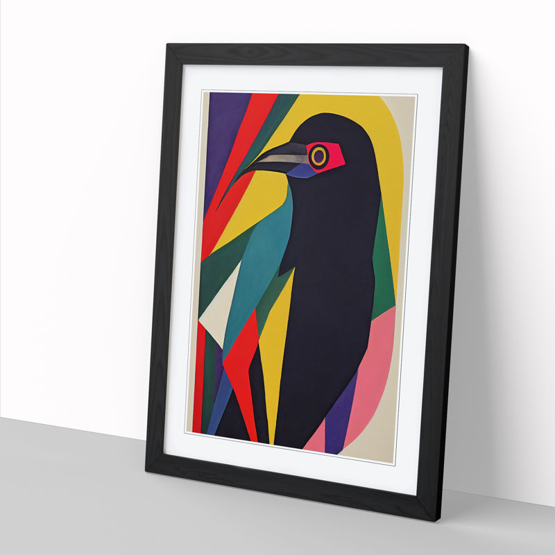 Raven Bird Abstract Vol.4 - Single Picture Frame Print, Black, 46cm H x 34cm W x 2cm D