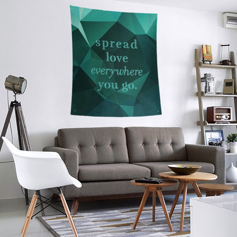 Tapisserie de polyester en faux pierres précieuses pour amour, H 27,5 po x l 37,5 po, Vert émeraude