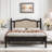 Bohemian Wooden Platform Bed With Natural Rattan Headboard And Arc Design-107820863-107820864