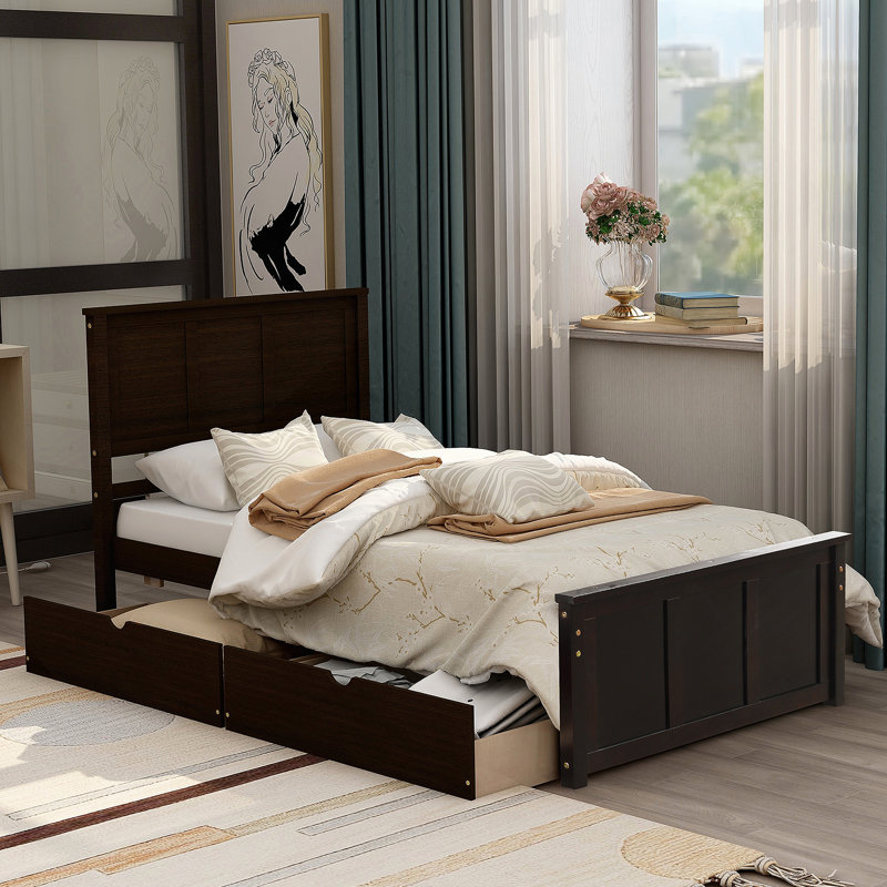 Lit plateforme avec rangement, Espresso
