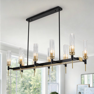 10-Light Dimmable Linear Kitchen/Island Chandelier