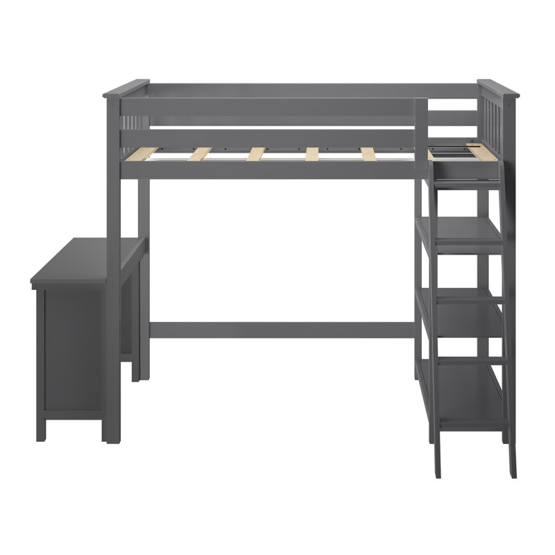 Lit mezzanine simple avec bureau Forbes, Gris