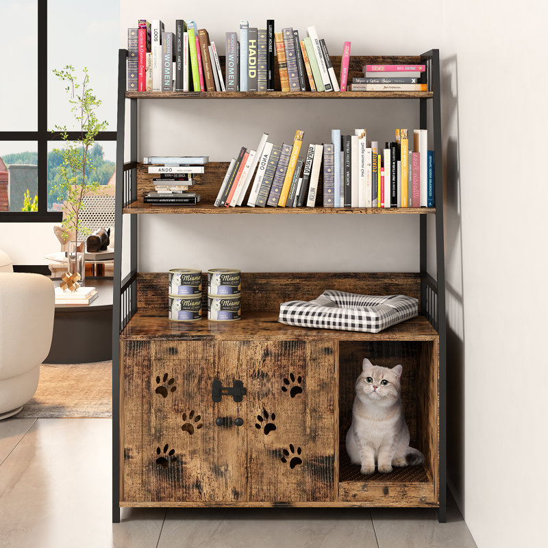 Daz Litter Box Enclosure, Rustic Brown/Black