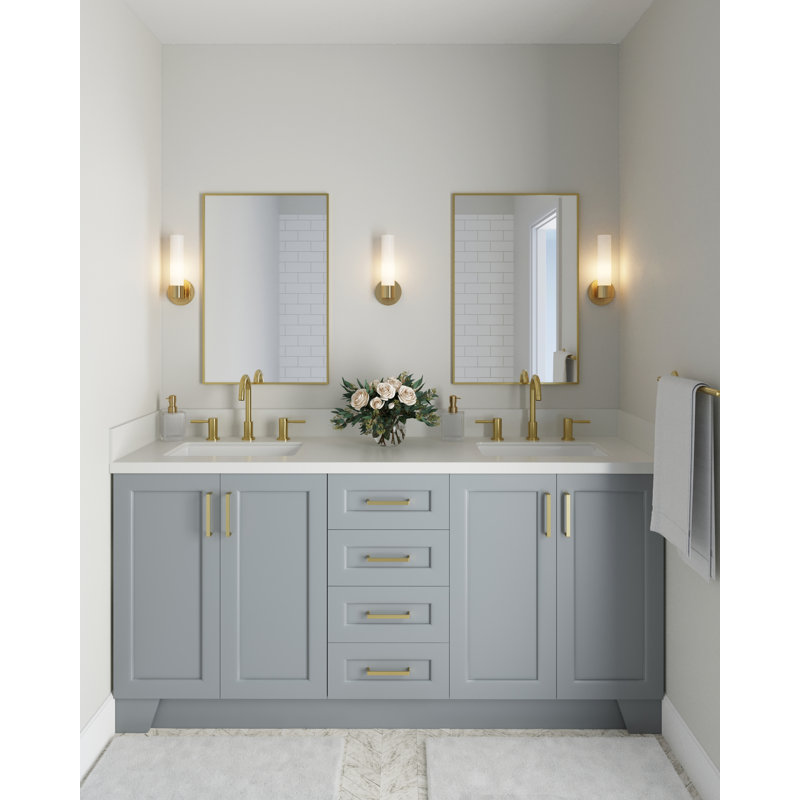 73 IN.  Single Bathroom Vanity, Gray, Rectangular,  White Quartz