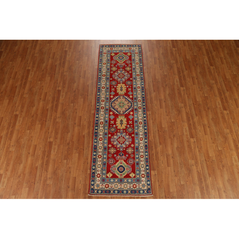 Geometric Kazak Oriental Runner Rug