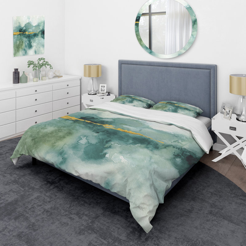 Ensemble de housse de couette abstrait - Microfibre moderne et contemporain, Housse simple + 1 taie décorative