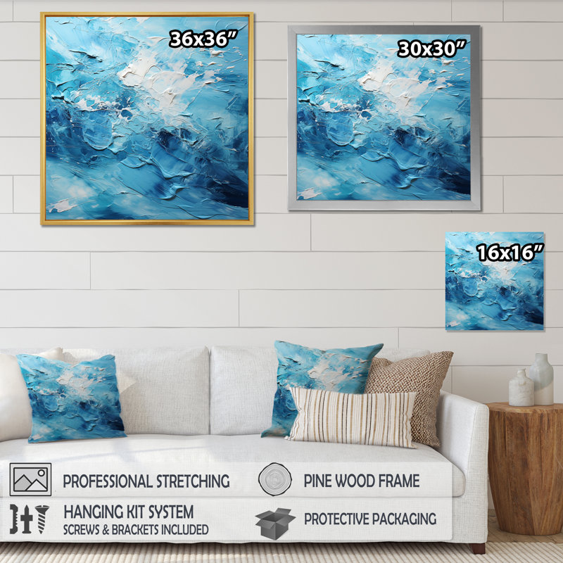 Cerulean Seascape II - Abstract Landscape Canvas Wall Art, H 30 po x l 30 po x P 1 po, Toile tendue