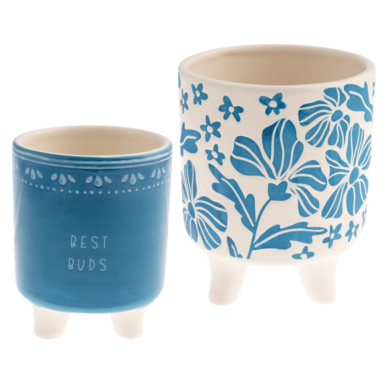 WAX RESIST FOOTED PLANTER S/2 BUDS (S24)