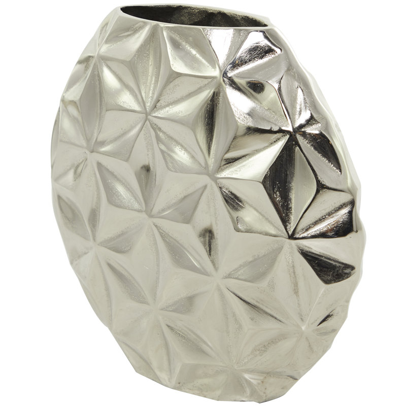 Vase en aluminium, Argent, H 11,2 po x l 12,25 po x P 4,2 po