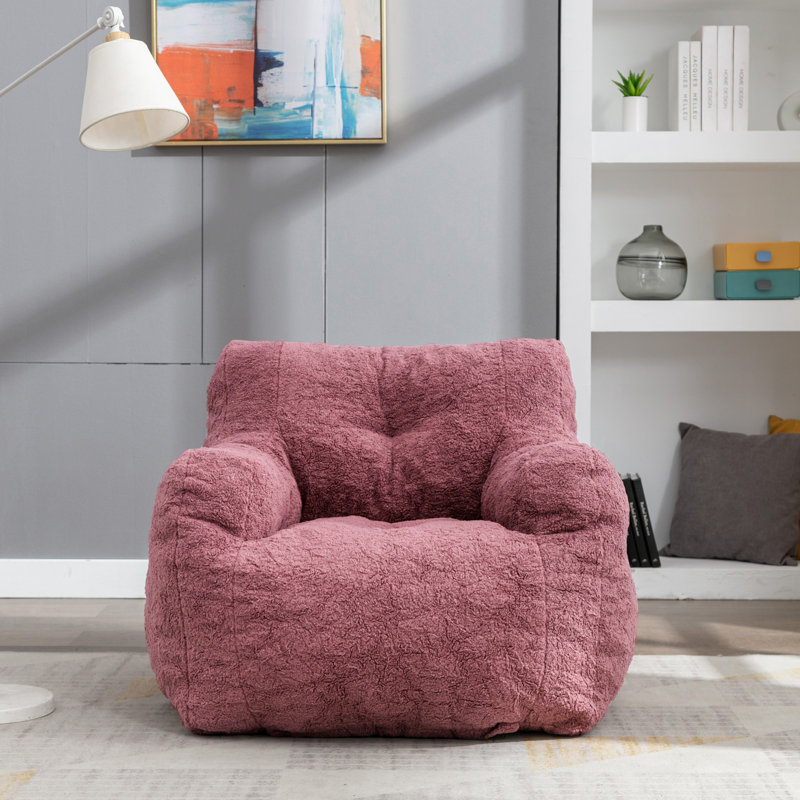 Fauteuil à billes en tissu de peluche Compression, Similifourrure rose